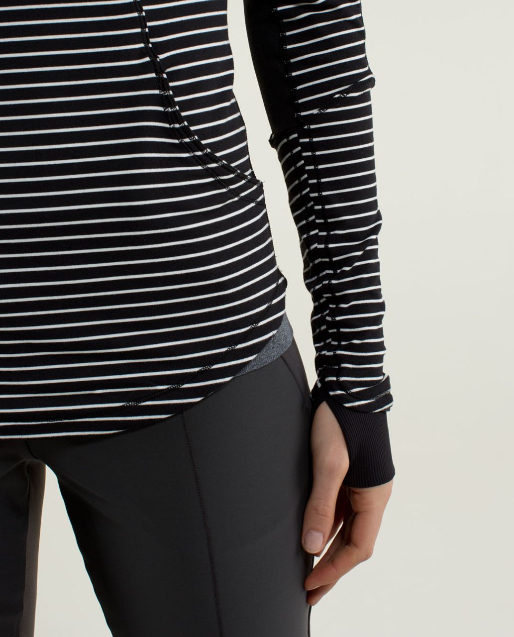 Lululemon Base Runner 1/2 Zip - Parallel Stripe Black White / Black