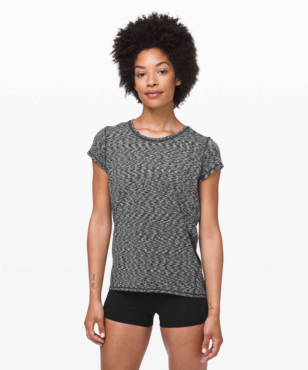 Lululemon Another Mile Short Sleeve - Spaced Out Space Dye Black White