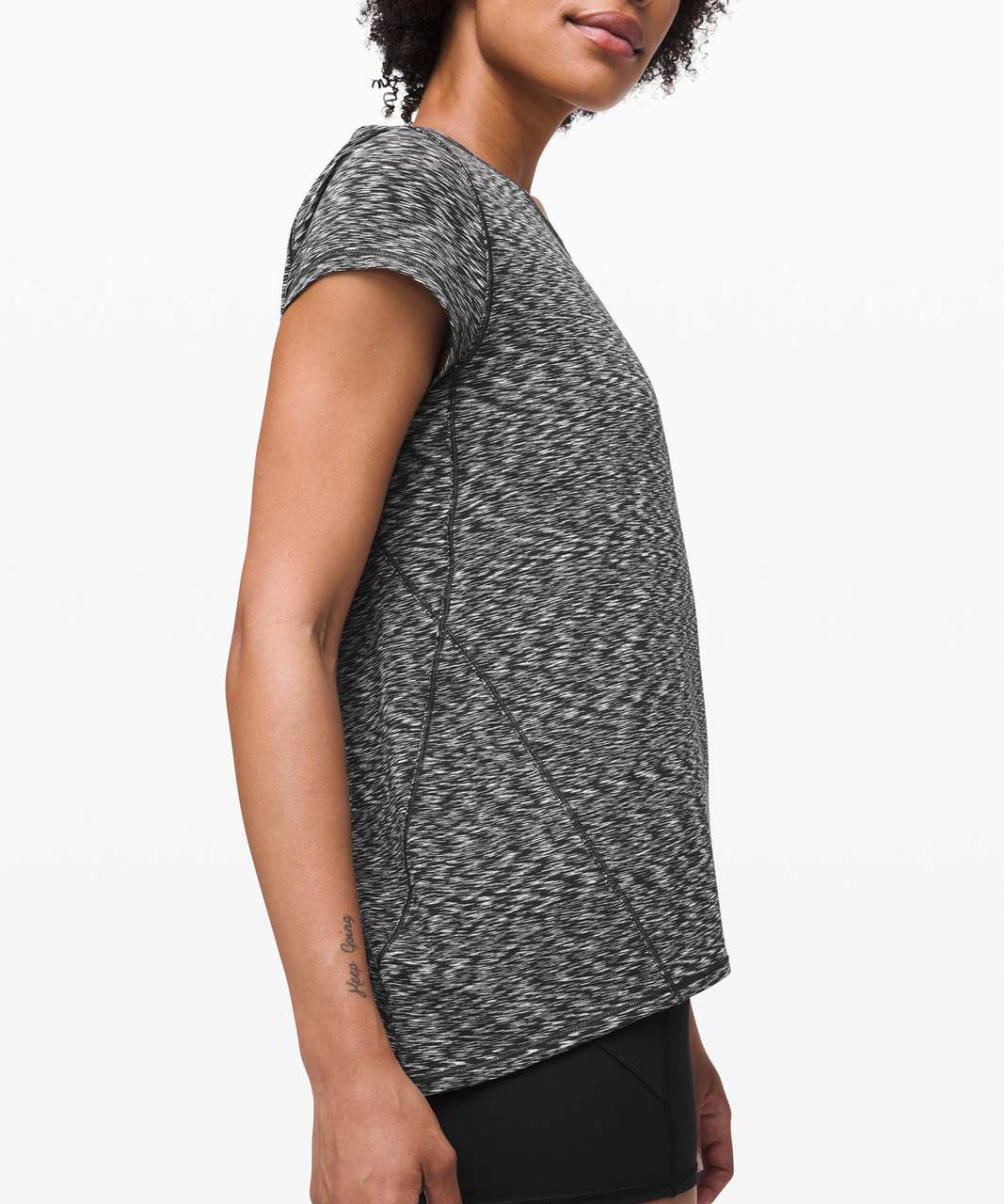 Lululemon Another Mile Short Sleeve - Spaced Out Space Dye Black White