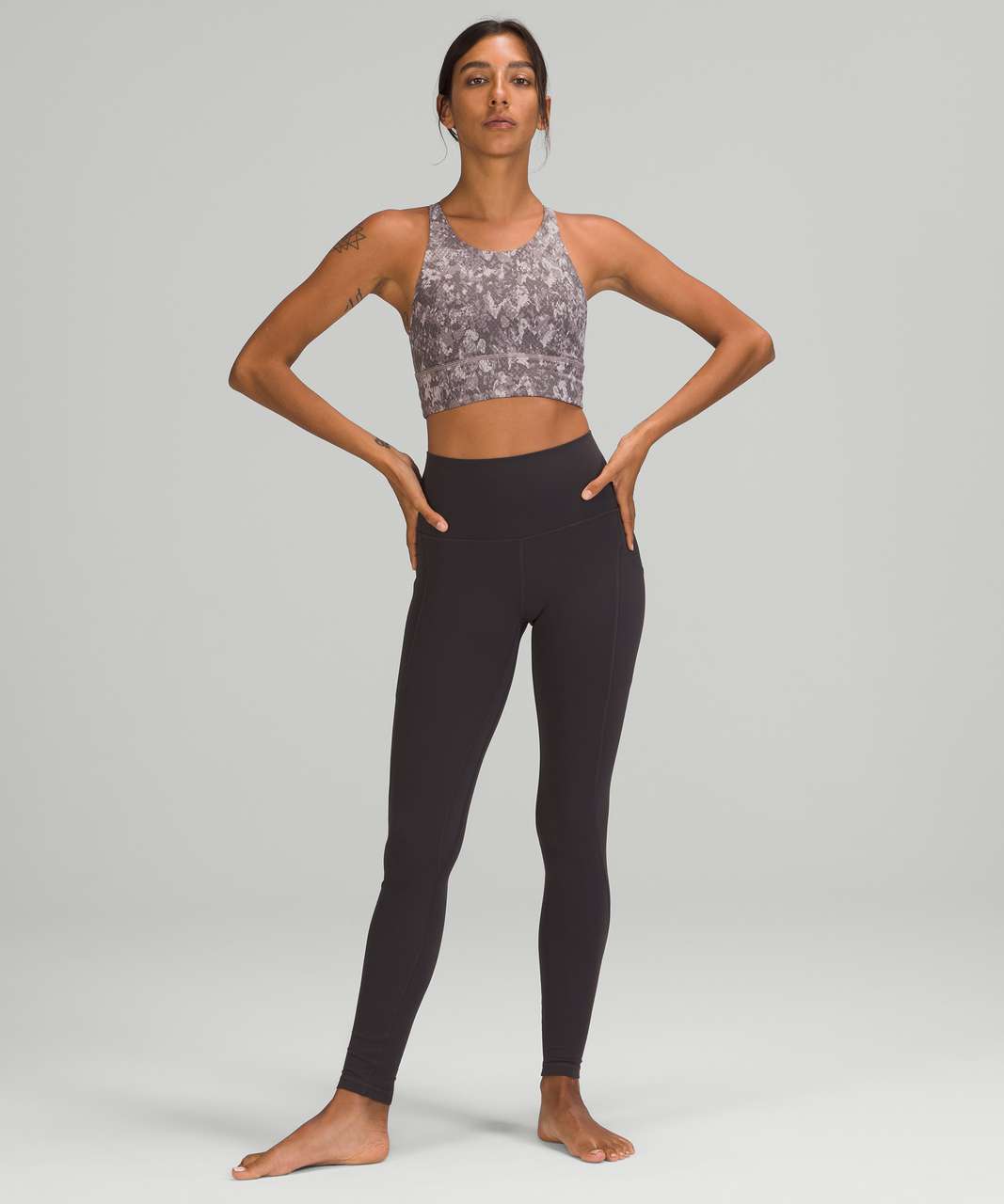 Lululemon Free to Be High-Neck Longline Bra - Wild *Light Support, A/B Cup - Hideaway Camo Lunar Rock Multi