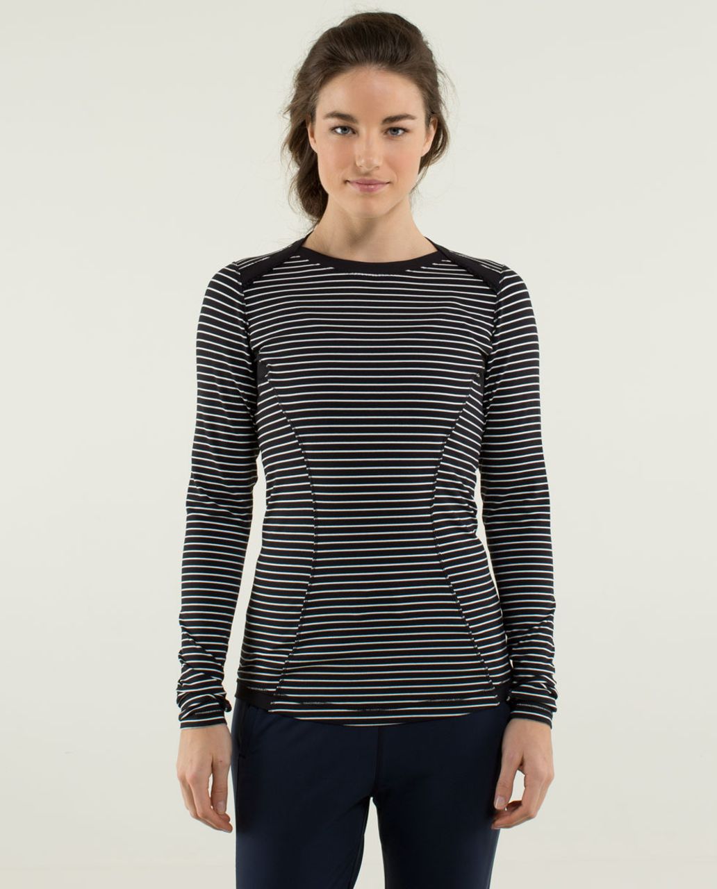 Lululemon Base Runner Long Sleeve - Parallel Stripe Black White / Black