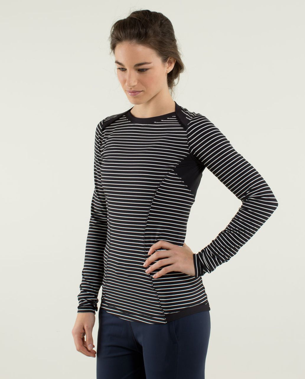 Lululemon Base Runner Long Sleeve - Parallel Stripe Black White / Black