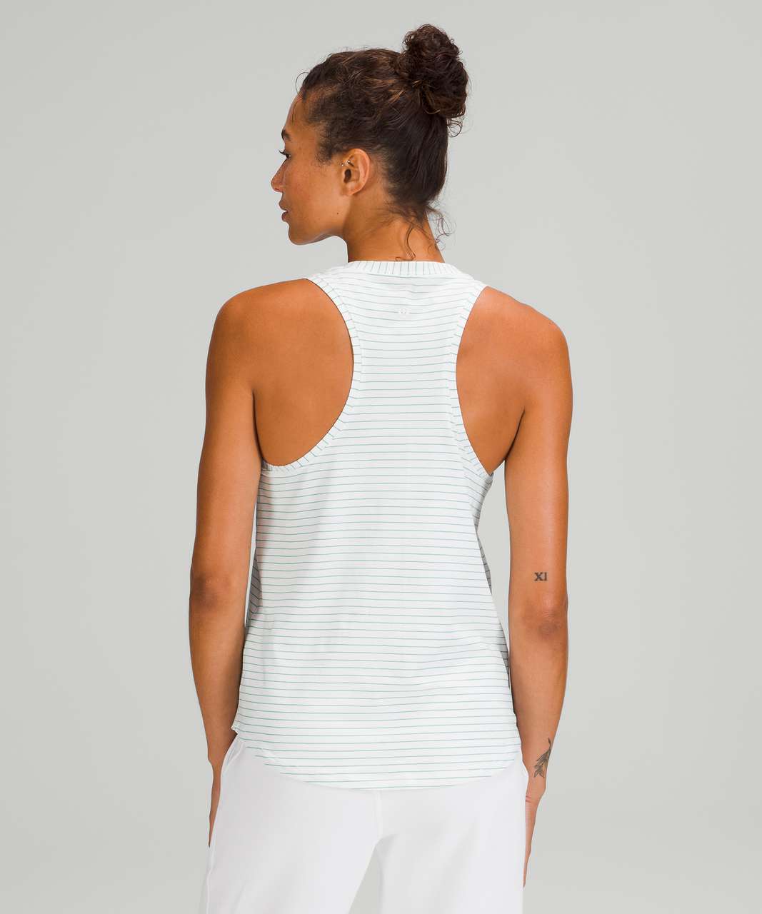 Lululemon Love Tank Top - Synchronise Stripe White Maldives Green