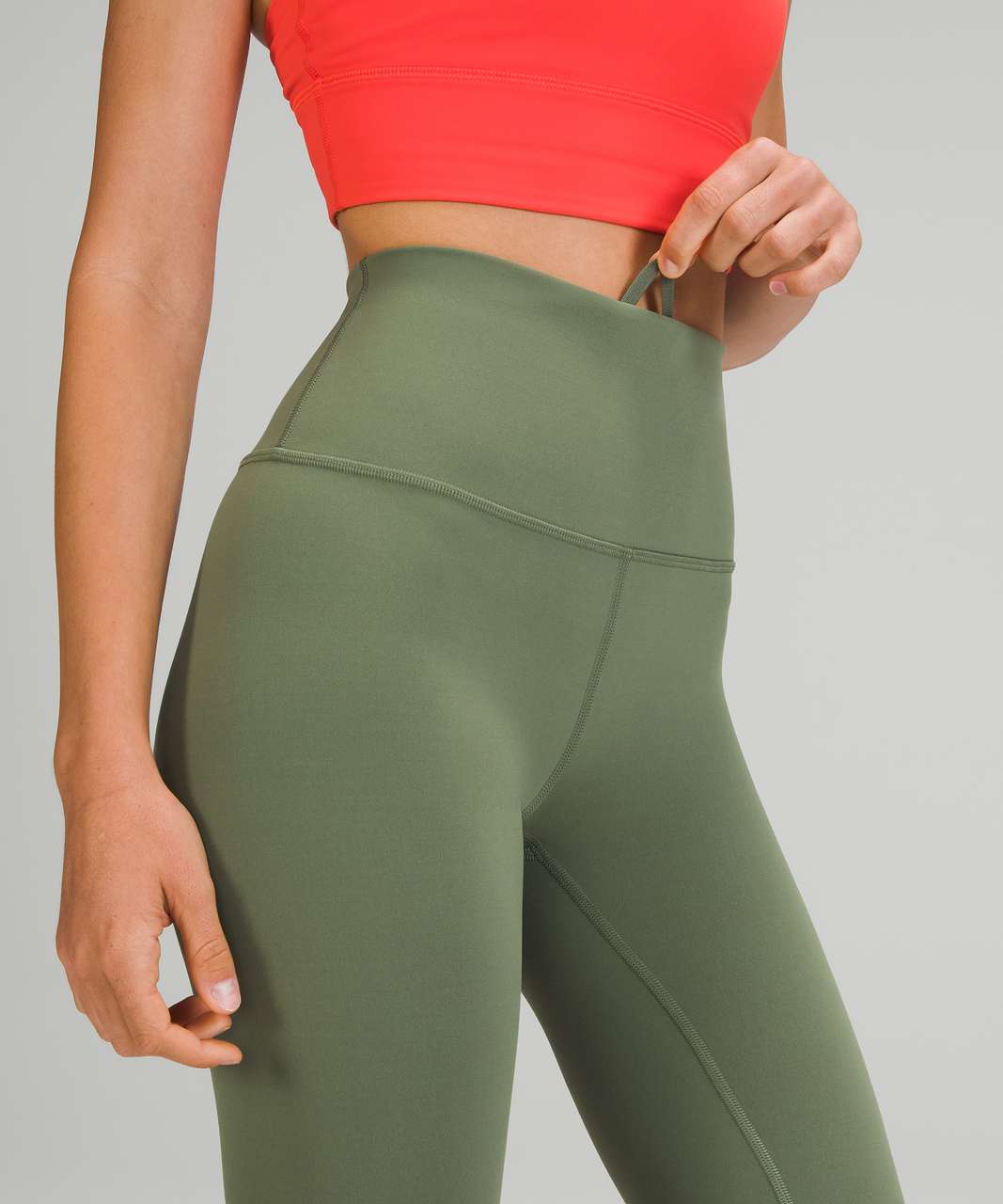 NWT Lululemon Wunder Train High Rise Tight 25 in green twill sz 20