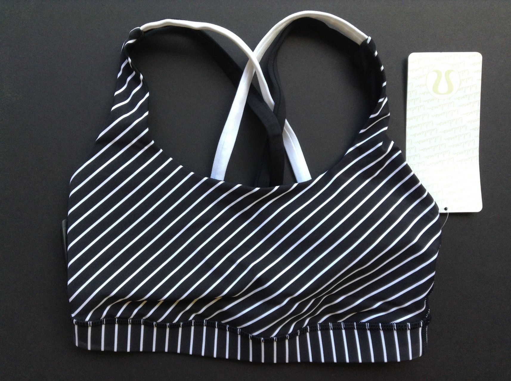 Lululemon Energy Bra - Parallel Stripe Black White / Black