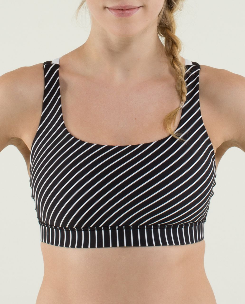 Lululemon Wunder Under Crop Hi-Rise Luon Parallel Stripe Black White size 8  NWT