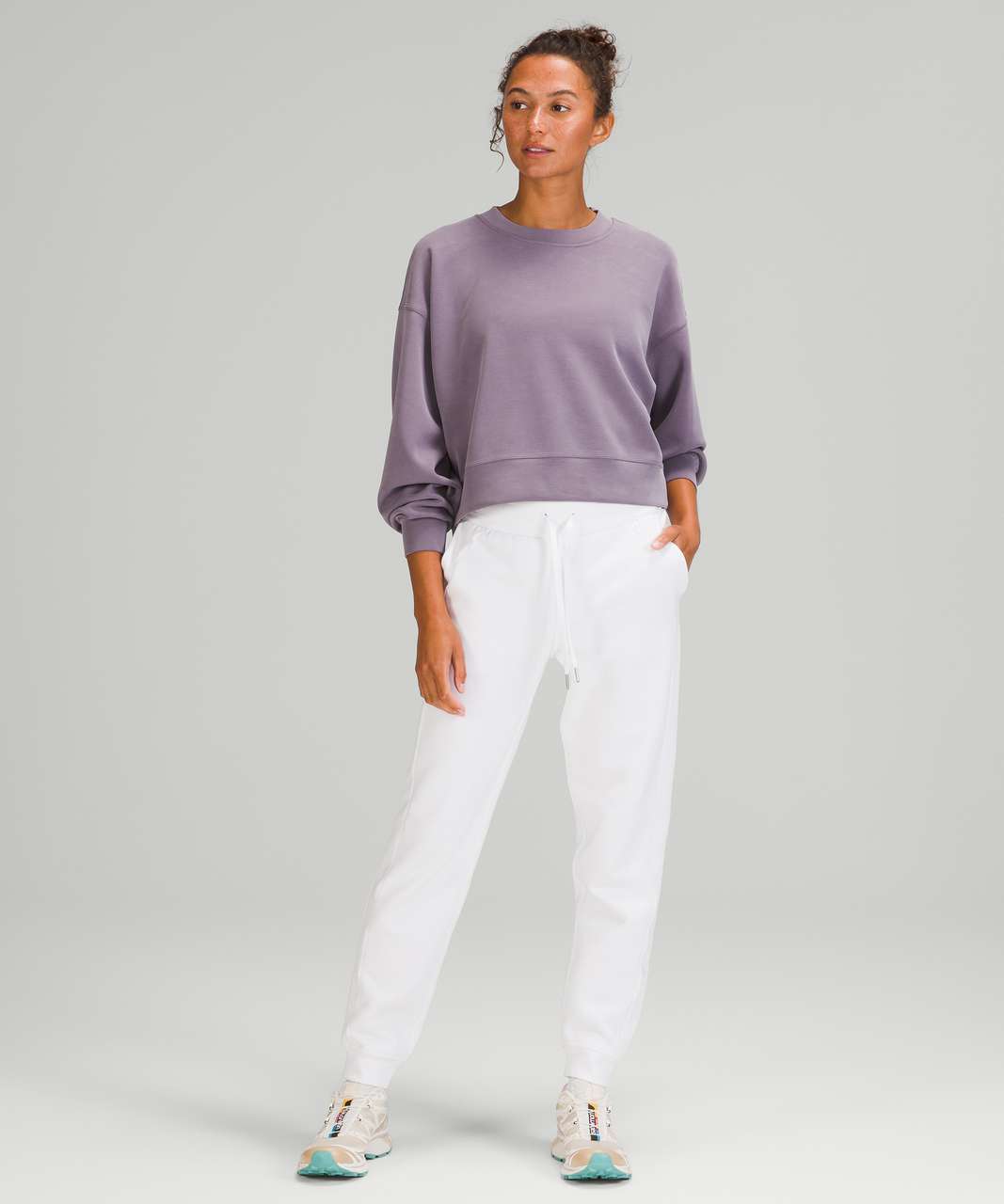 Lululemon Perfectly Oversized Cropped Crew *Softstreme™ - Dusky Lavender -  lulu fanatics