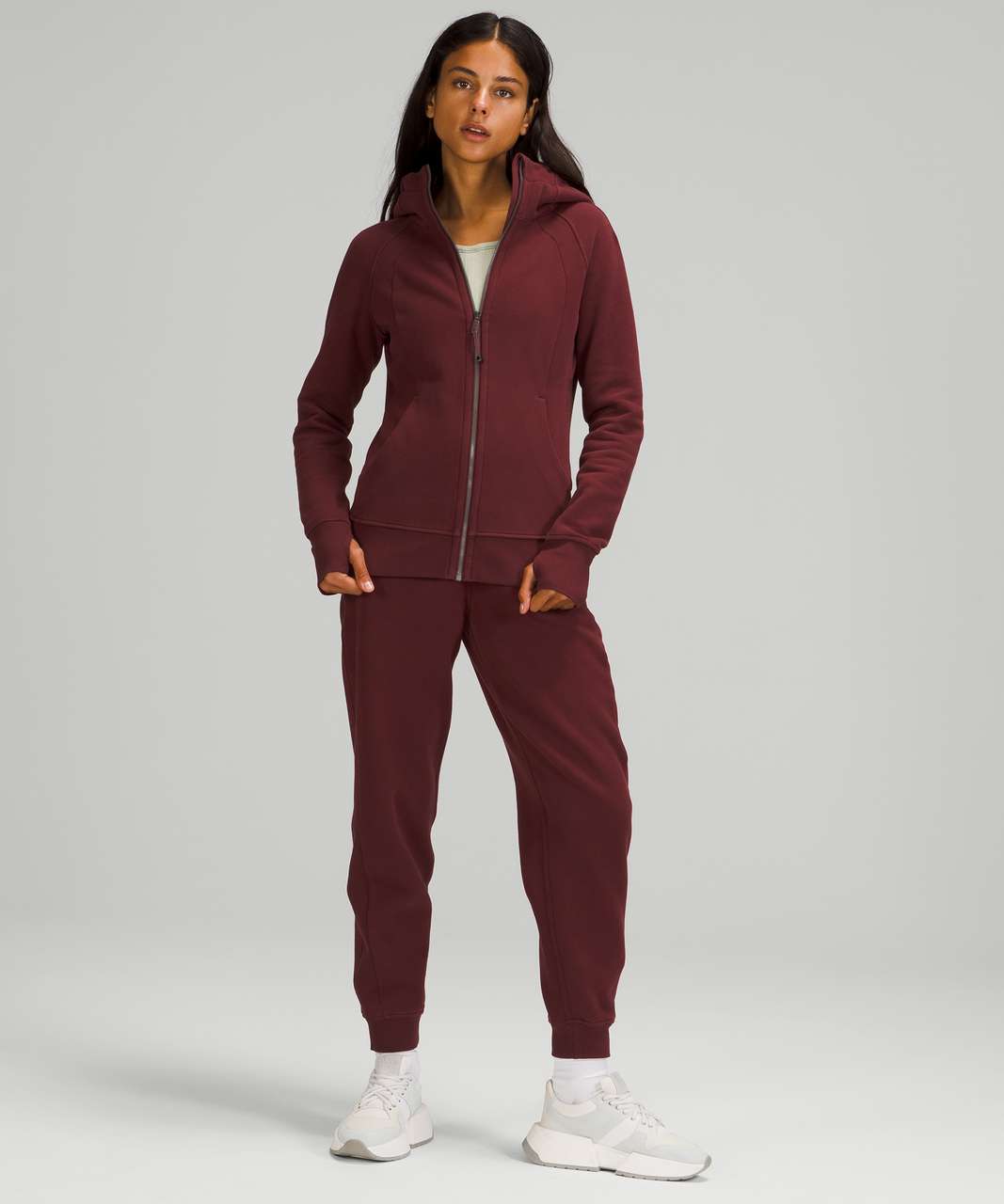 lululemon athletica, Tops, Lululemon Scuba Hoodie Light Cotton Fleece  Dark Adobe Burgundy Activewear Gym