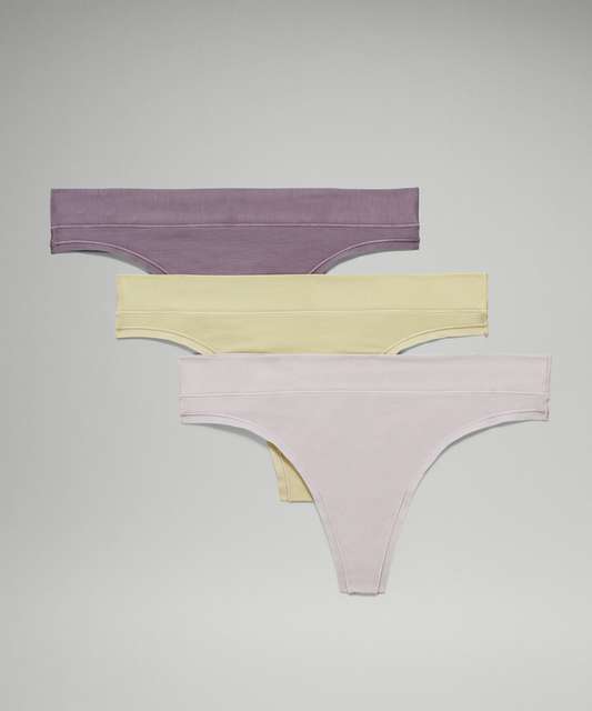 Lululemon UnderEase Mid-Rise Thong Underwear - Misty Shell - lulu fanatics