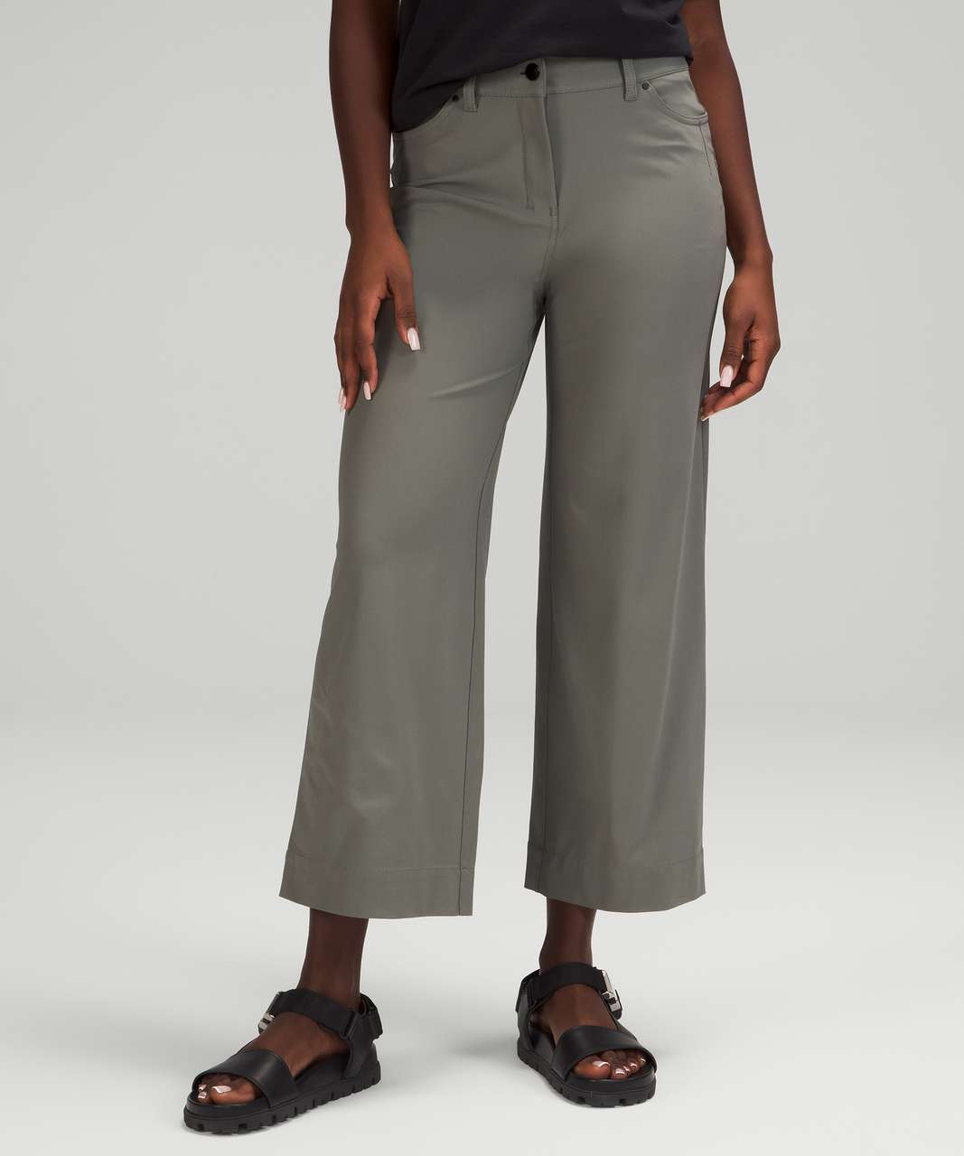 Lululemon City Sleek 5 Pocket Wide-Leg High Rise 7/8 Length Pant - Grey  Sage - lulu fanatics