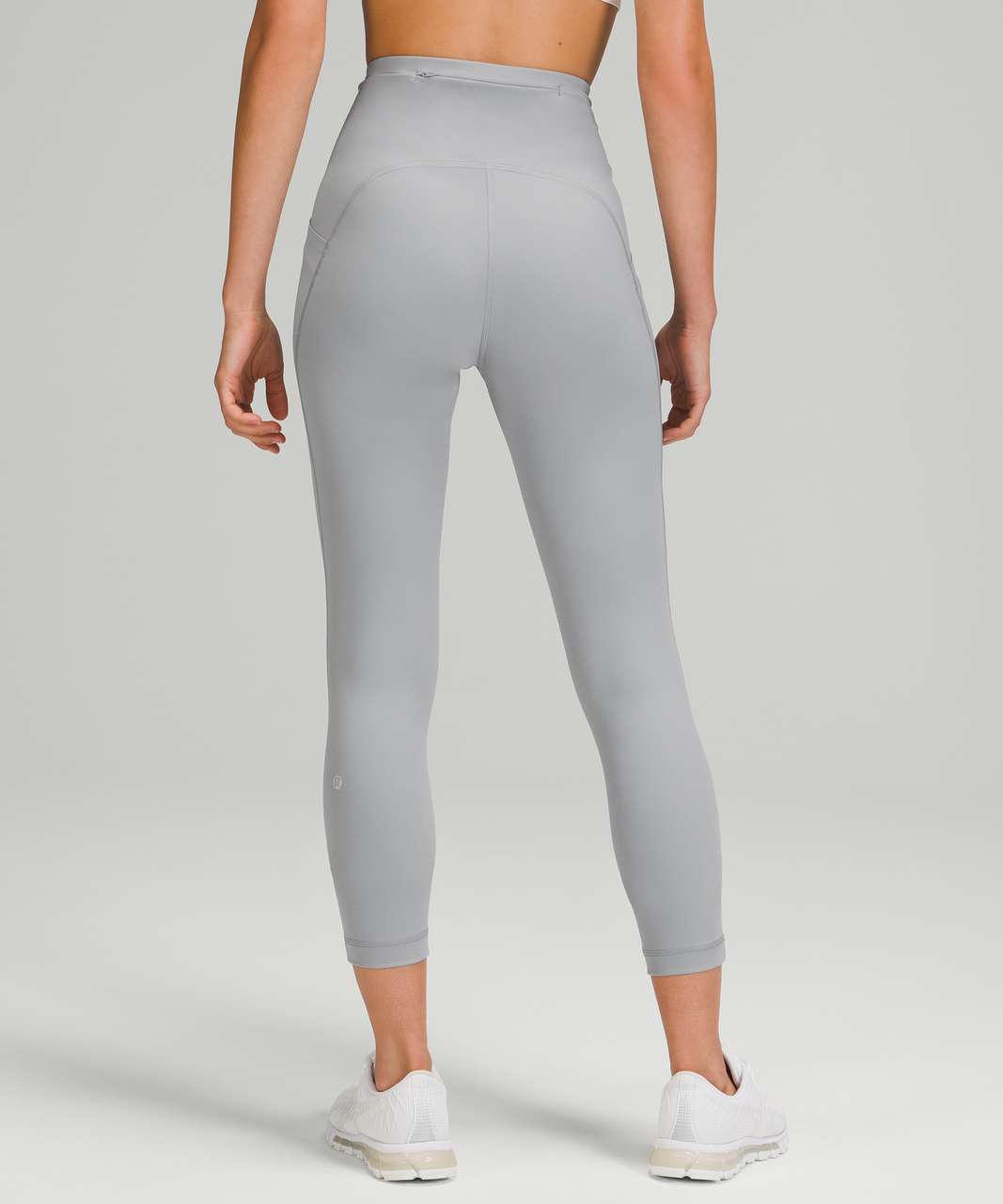 Lululemon Womens Gray Zipper Pocket Hustle Crop Luxtreme Leggings Size 2  $86