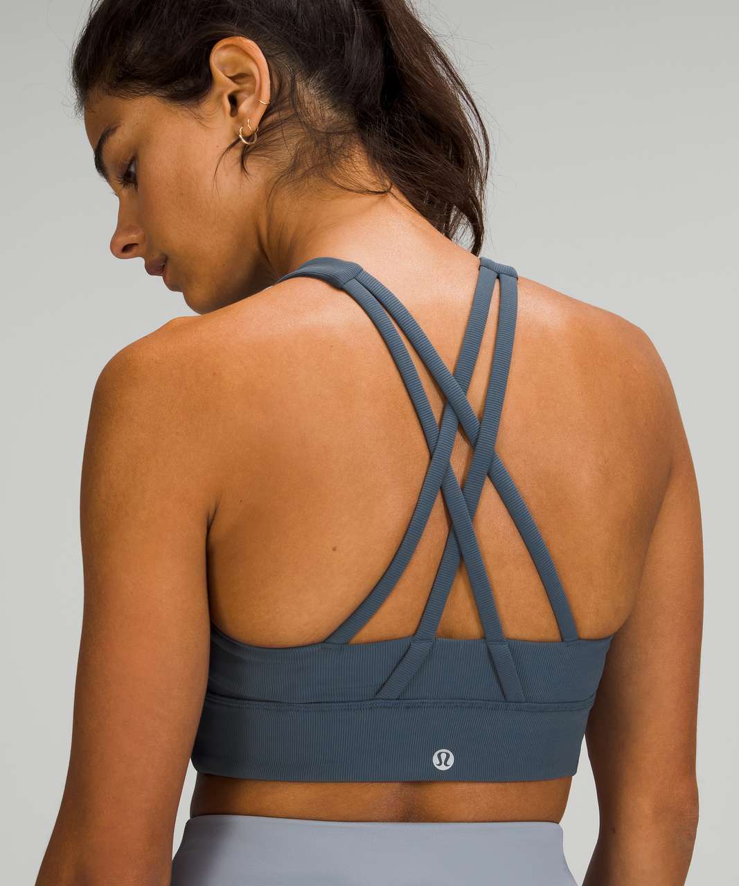 Lululemon Energy Bra High-Neck Longline Rib *Medium Support, B–D Cups - Iron Blue