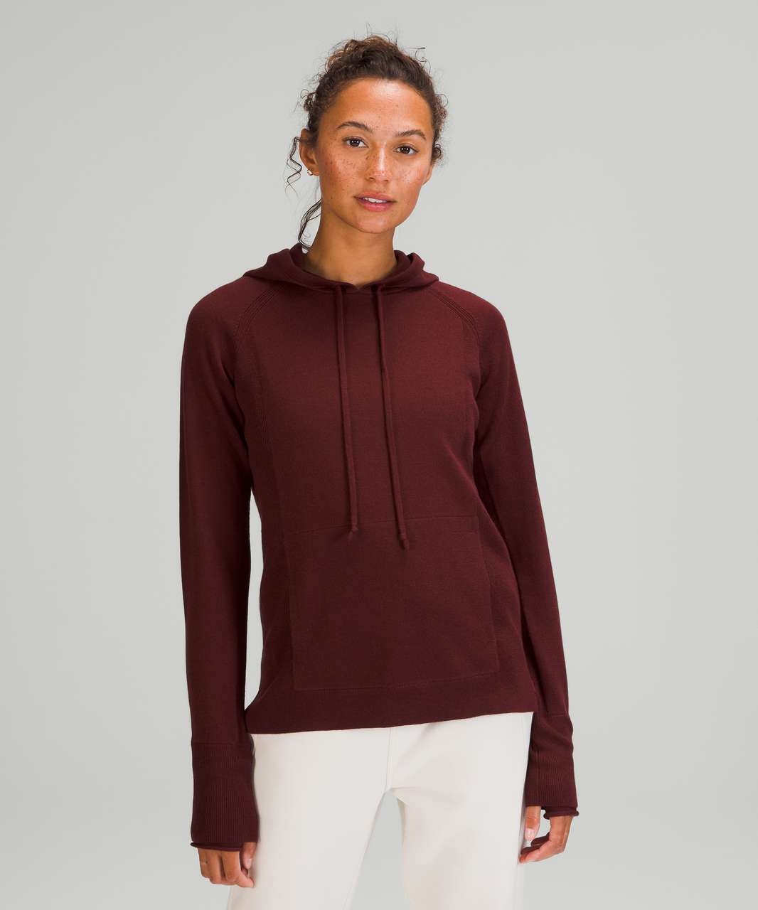 Lululemon Light Merino Wool Hoodie Red Merlot lulu fanatics