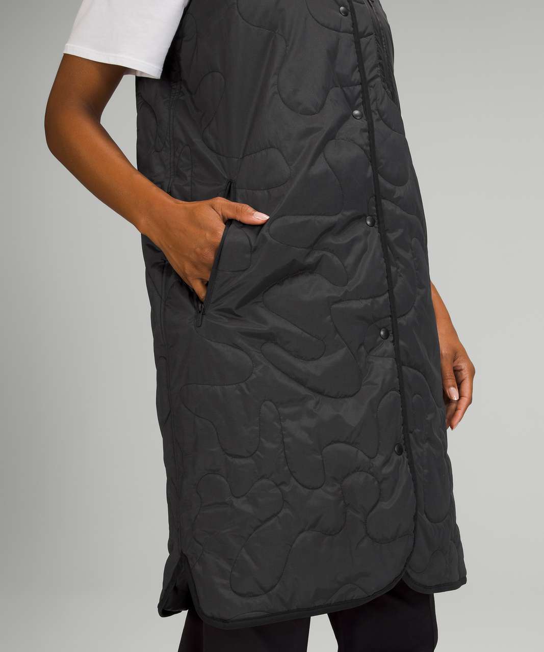 Quilted Long Puffer Vest Black