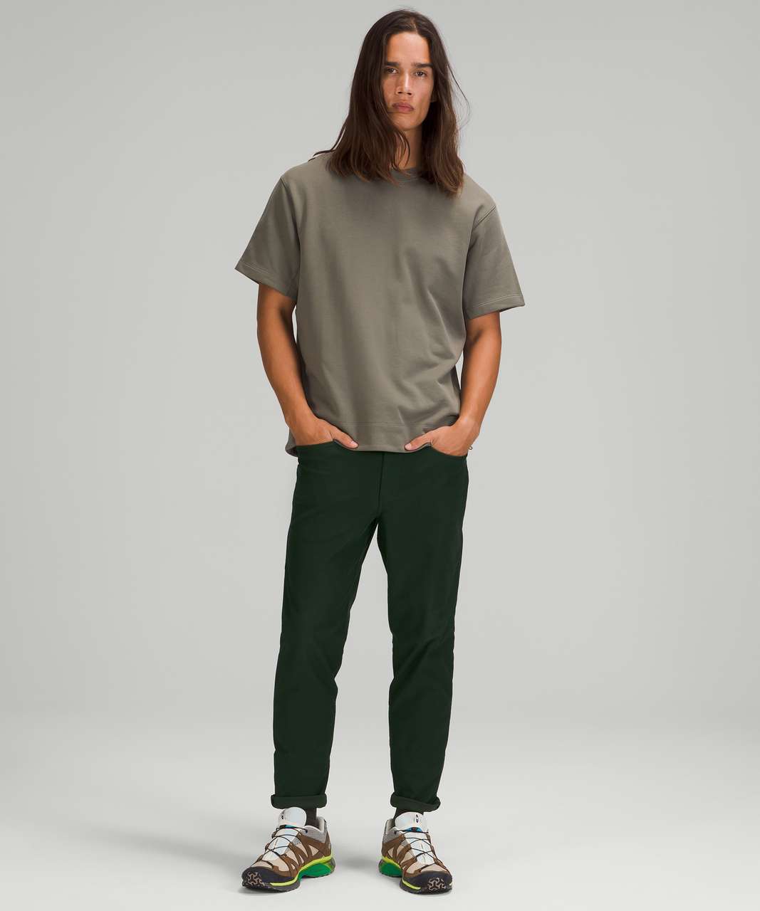 Lululemon Abc Skinny-fit Pants 32 Utilitech In Rainforest Green