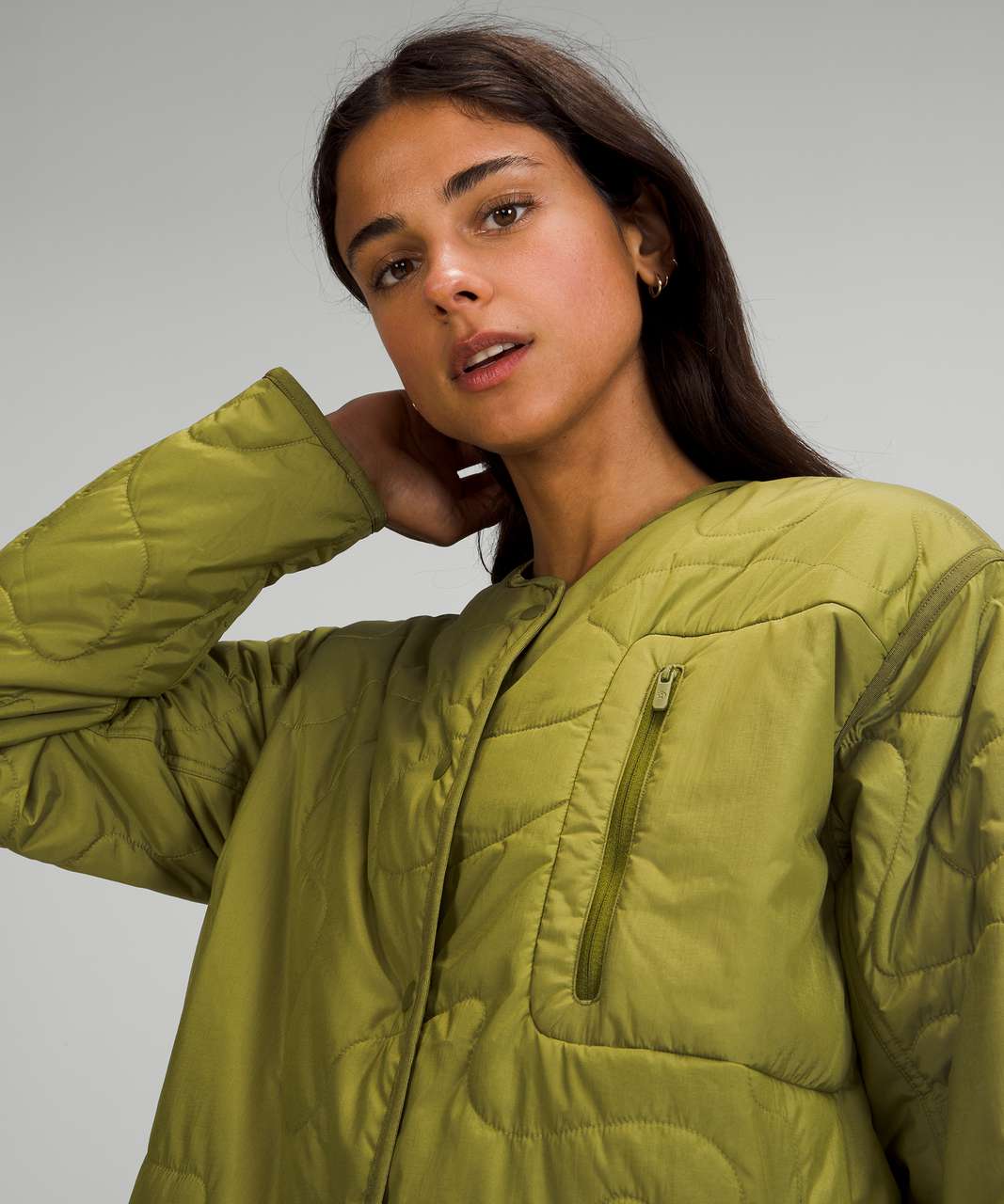 Lululemon Insulated Quilted Jacket - Heathered Juniper Green - lulu fanatics