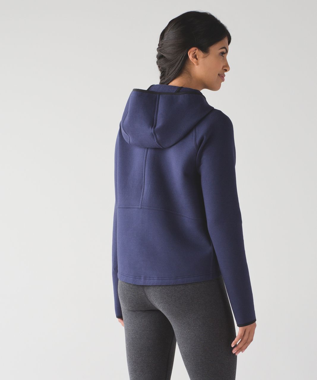 Lululemon Women Activewear Sweatshirt 4 Navy City Bound Hoodie Cropped Full  Zip