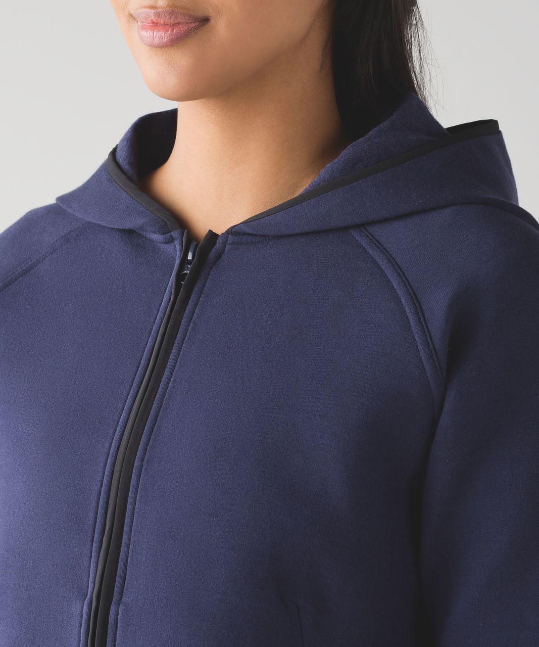 Lululemon Women Activewear Sweatshirt 4 Navy City Bound Hoodie Cropped Full  Zip