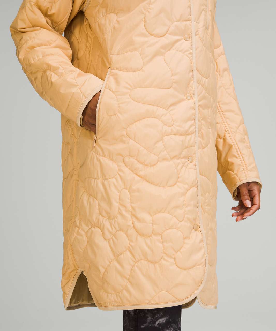 Lululemon Insulated Quilted Long Bomber - Heathered Pecan Tan