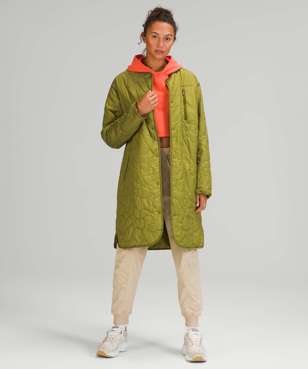 Lululemon Insulated Quilted Long Bomber - Heathered Juniper Green ...