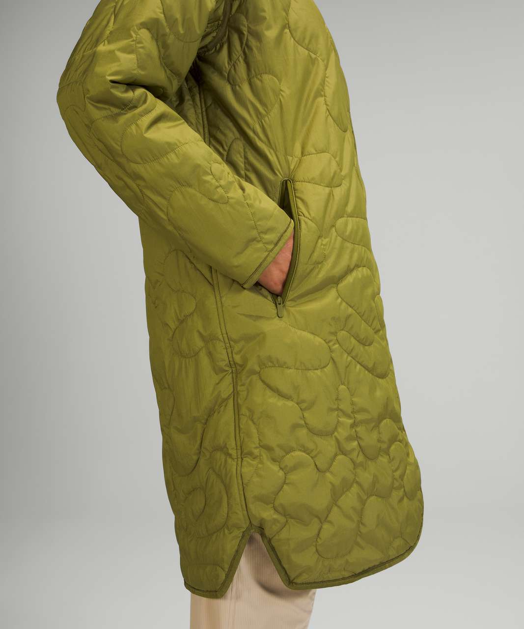 Lululemon Insulated Quilted Long Bomber - Heathered Juniper Green