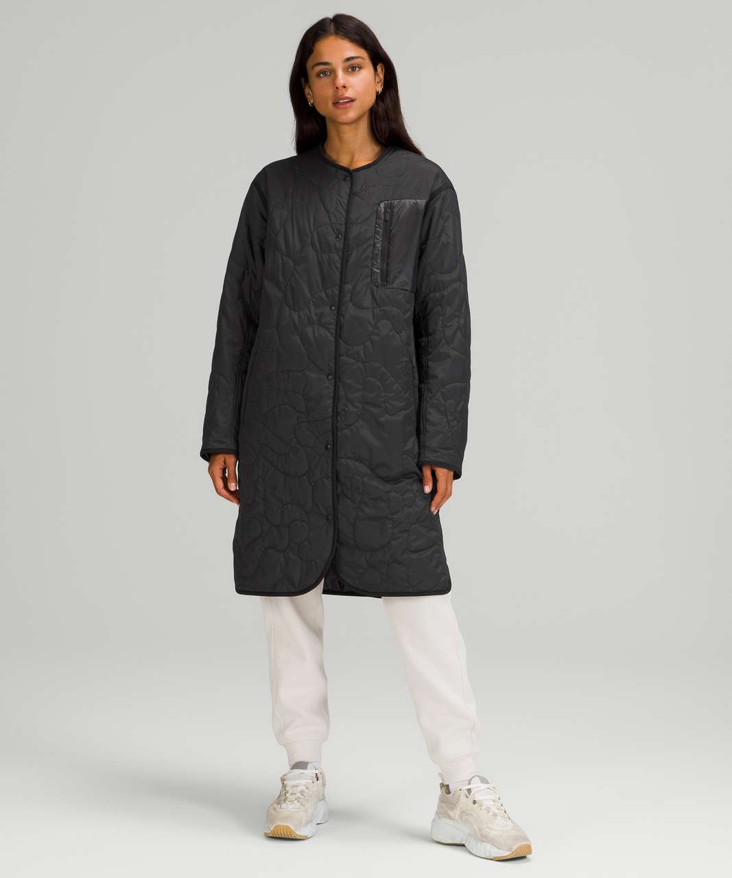 Lululemon Insulated Quilted Long Bomber - Heathered Black