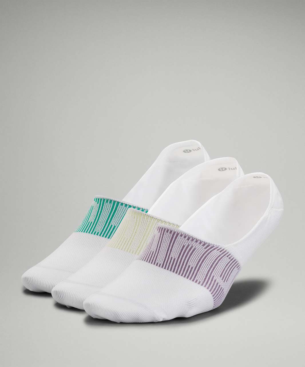 Lululemon Daily Stride No Show Sock *3 Pack - White / Crispin Green / Maldives Green