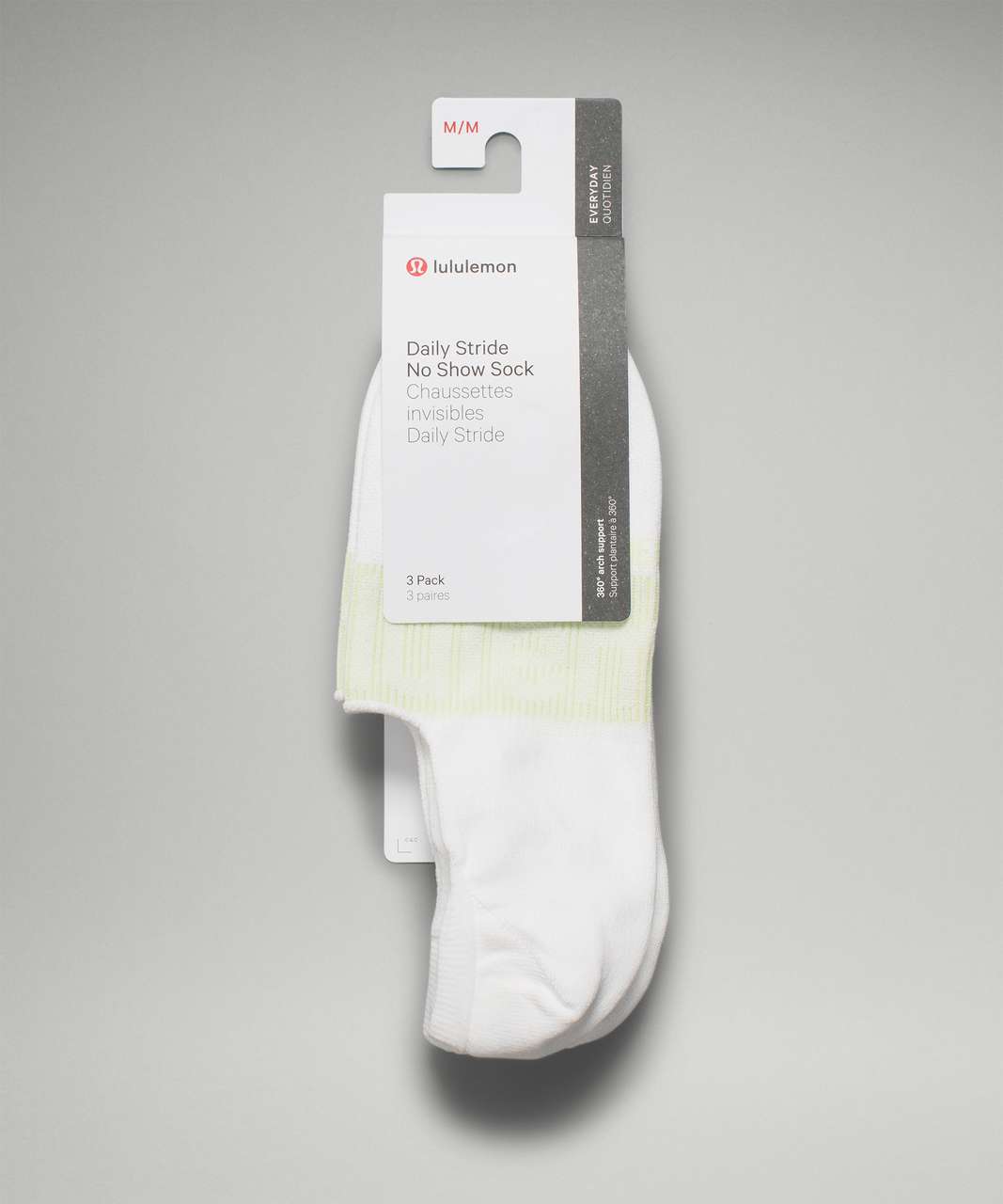 Lululemon Daily Stride No Show Sock *3 Pack - White / Crispin Green / Maldives Green