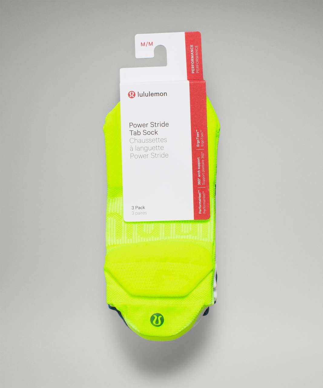 Lululemon Power Stride Tab Sock *3 Pack - Highlight Yellow / White / Capture Blue