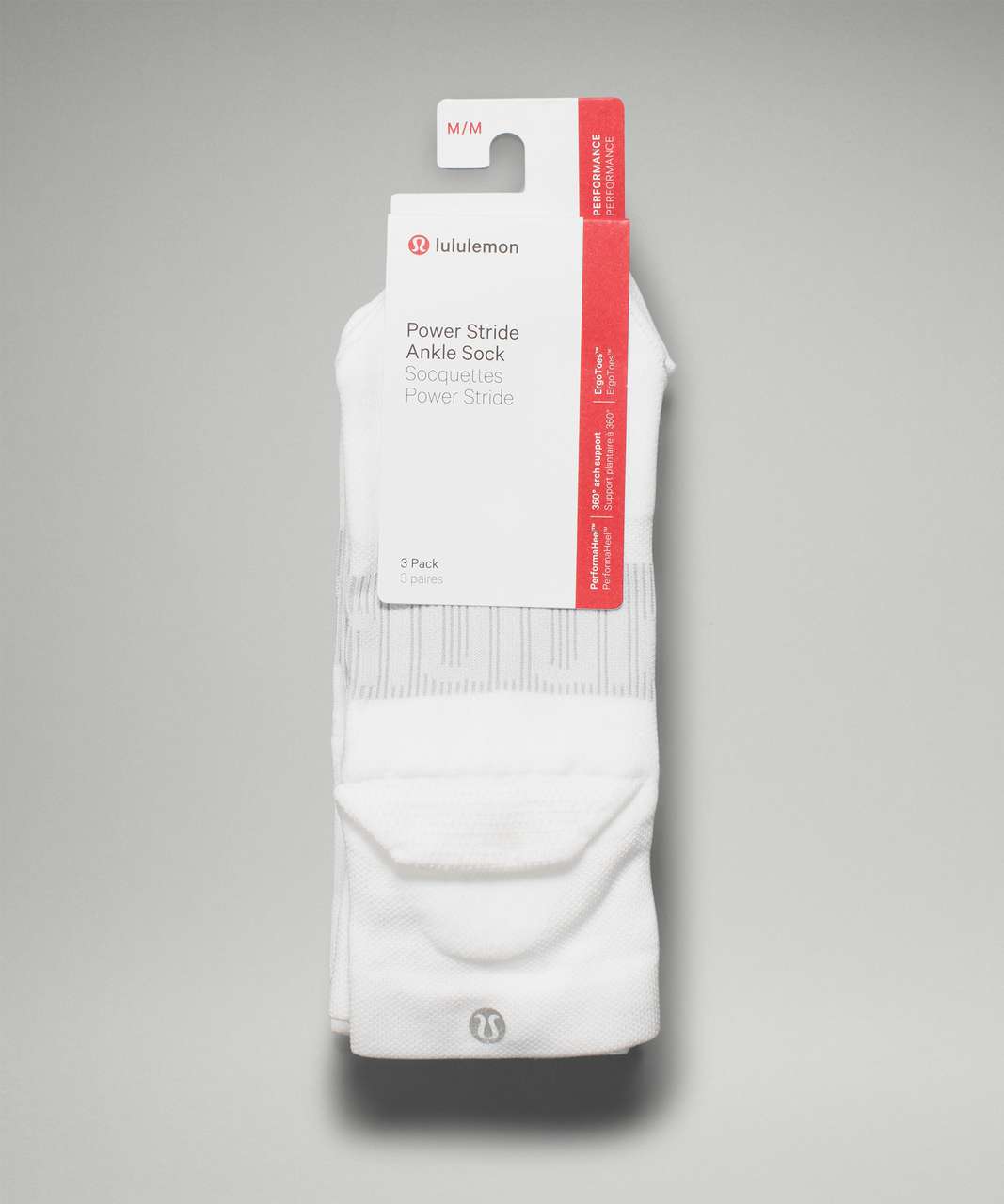 Lululemon Power Stride Ankle Sock *3 Pack - White