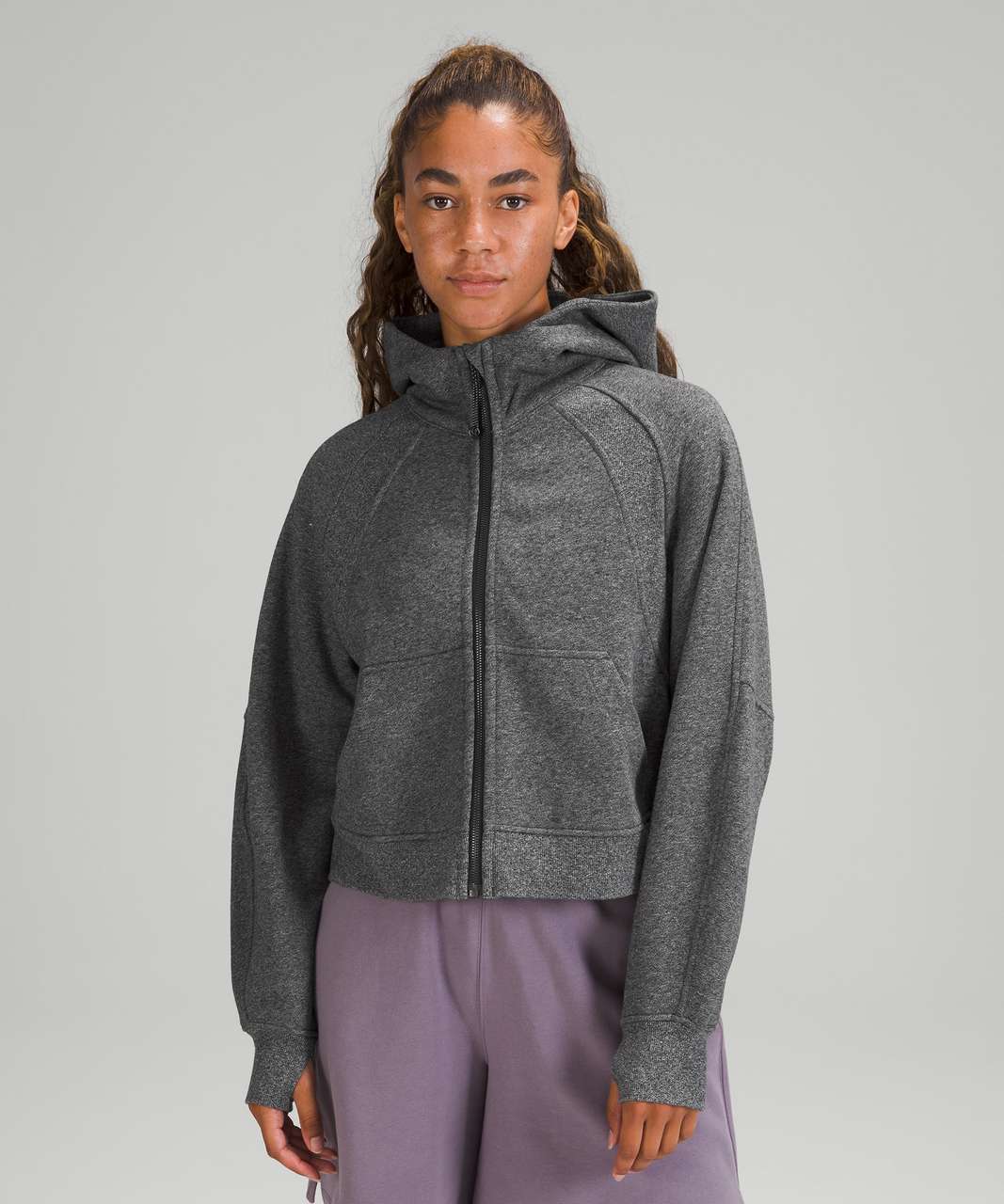 Lululemon Scuba Oversized Full Zip - Heathered Speckled Black - lulu  fanatics