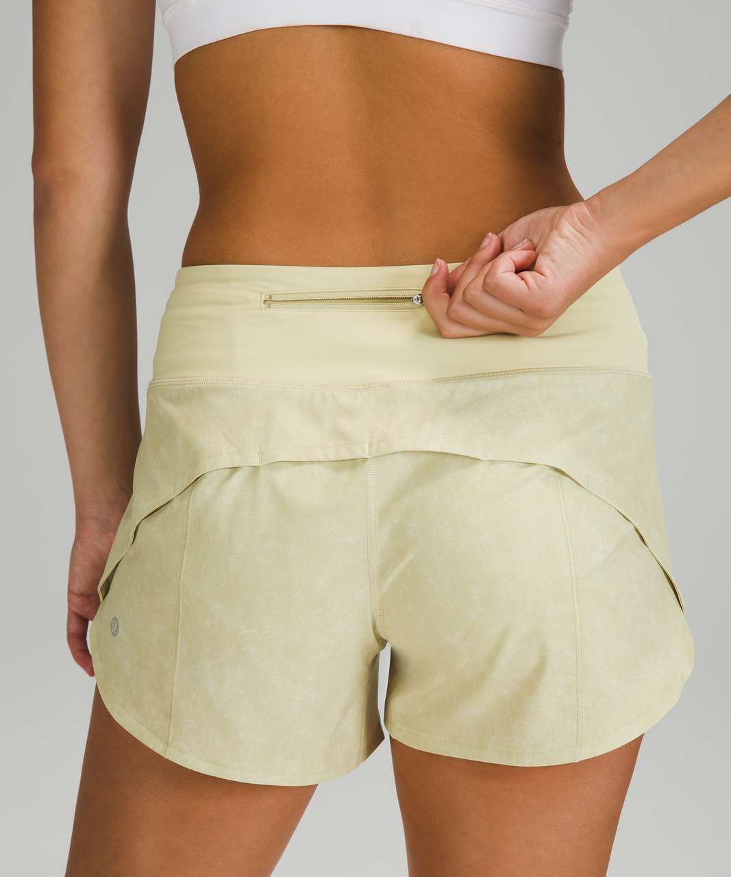 Lululemon Speed Up Mid-Rise Short 4" - Gravel Dust Dew Green Multi / Dew Green