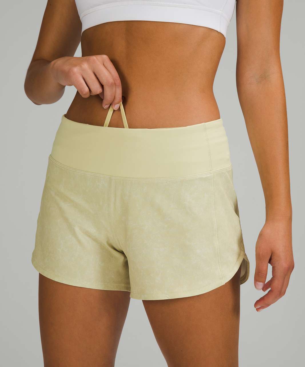 Lululemon Speed Up Mid-rise Lined Shorts 4 In Gravel Dust Everglade Green  /everglade Green