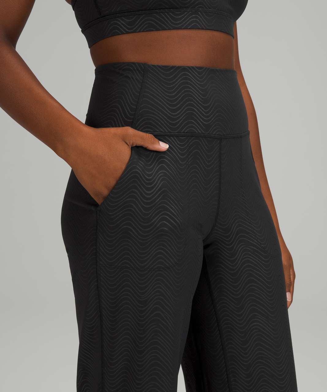 Lululemon Align Wide Leg Super-High-Rise Crop *23 - Aqueous Emboss Black - lulu  fanatics