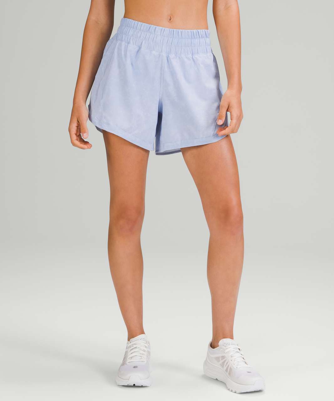 Lululemon Track That Mid-Rise Lined Short 5" - Gravel Dust Blue Linen Multi