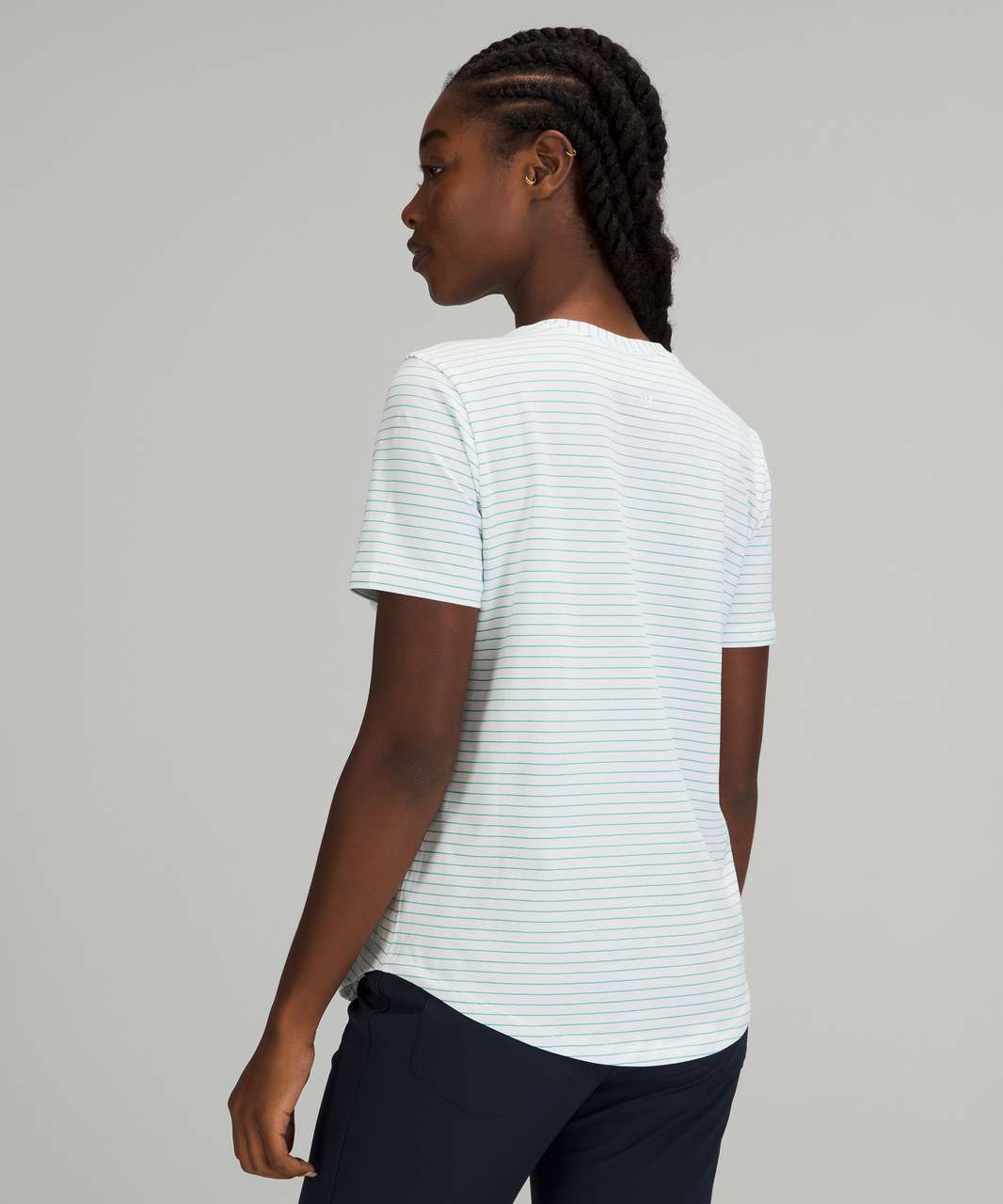 Lululemon Love Crew Short Sleeve T-Shirt - Synchronise Stripe White  Maldives Green - lulu fanatics