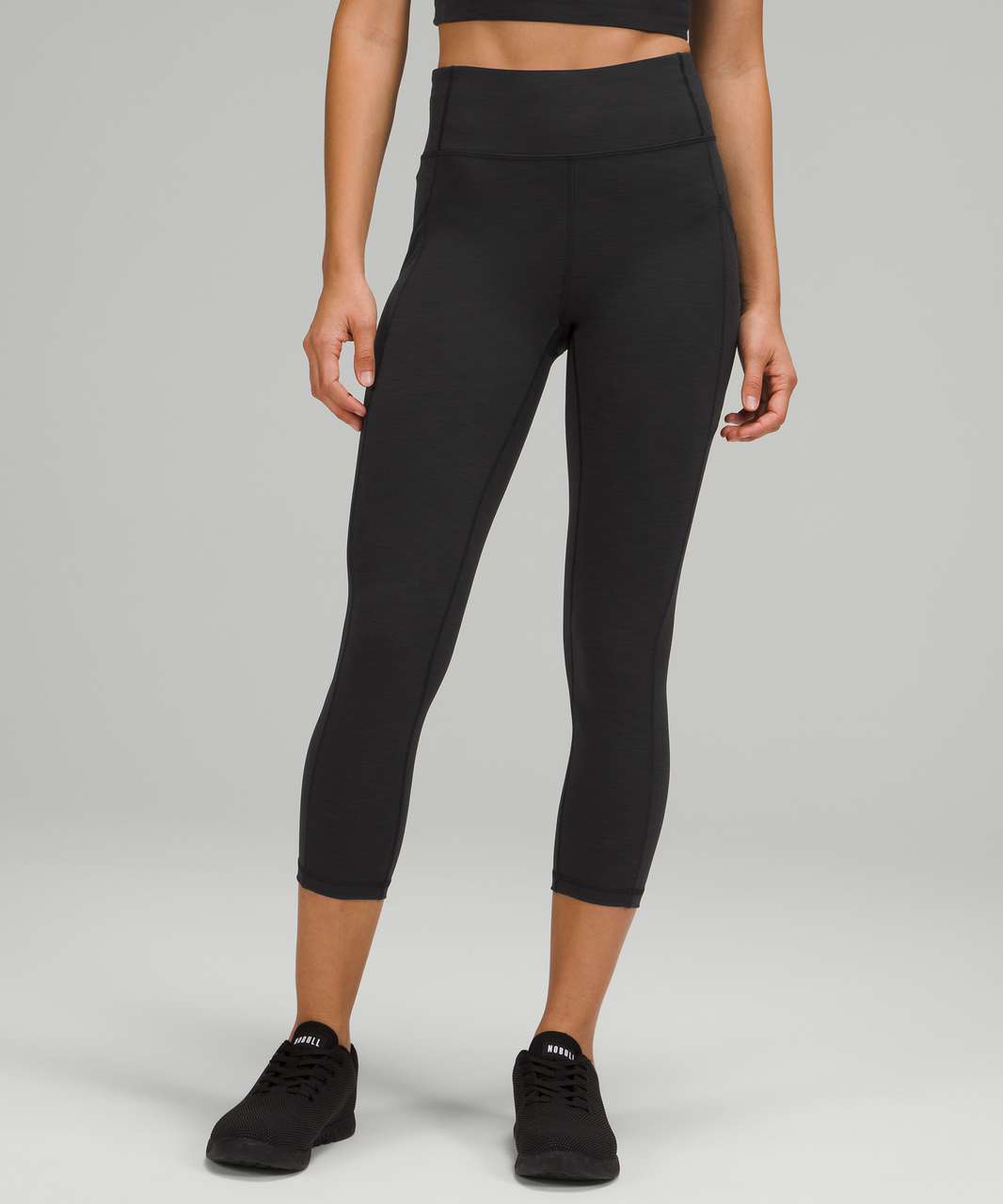 Lululemon Invigorate High-Rise Crop 23 - Heathered Black - lulu fanatics