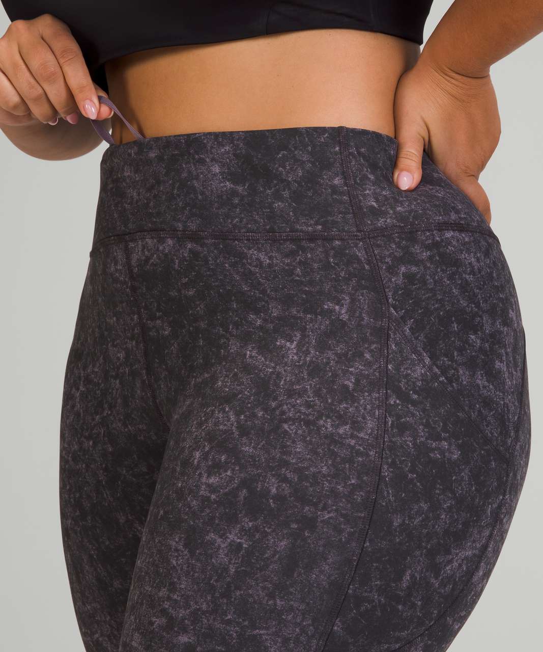 Lululemon Invigorate High-Rise Crop 23" - Denim Wash Print Dusky Lavender Black