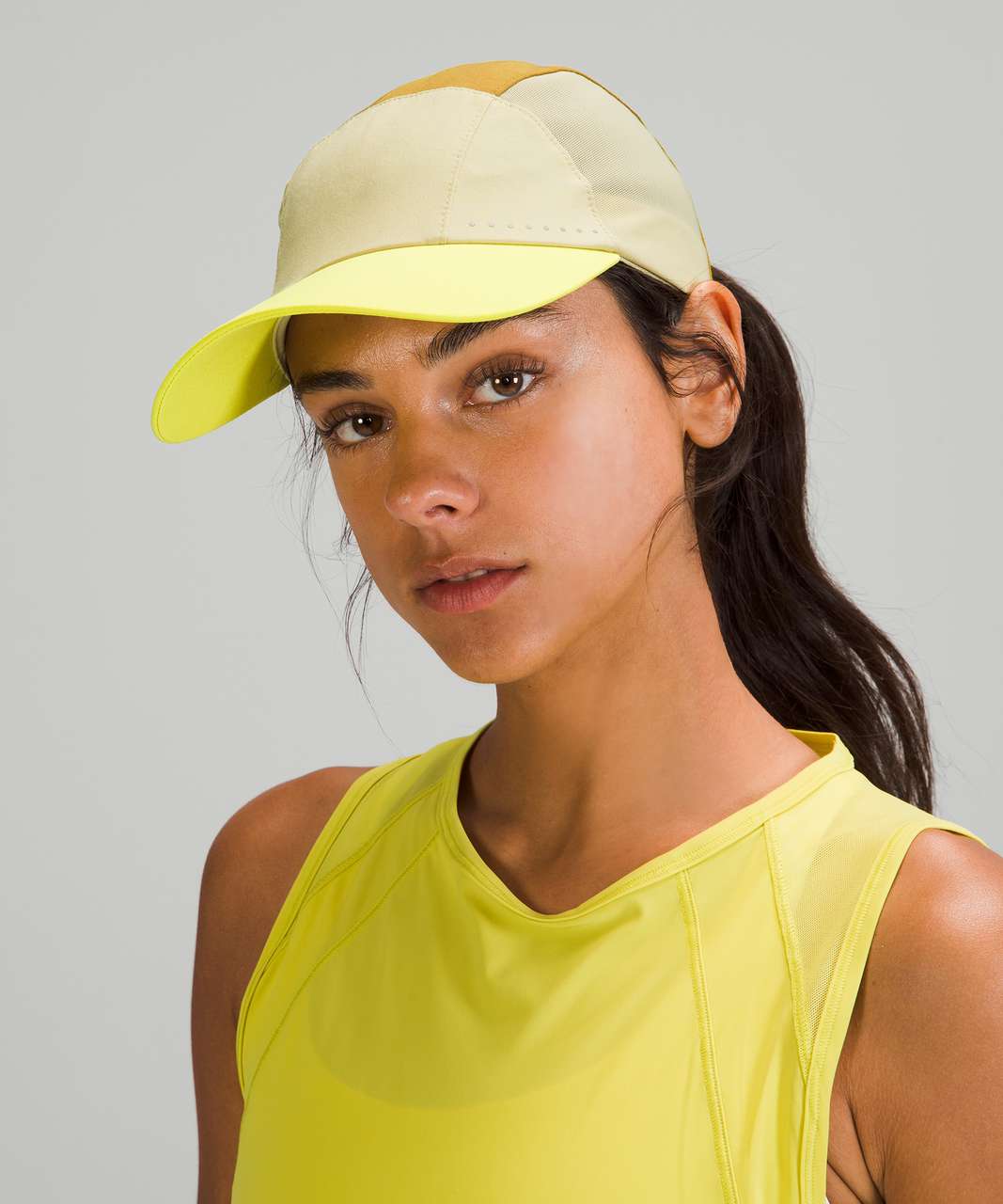 Lululemon Fast and Free Womens Run Hat Elite - Auric Gold / Dew Green / Yellow Serpentine