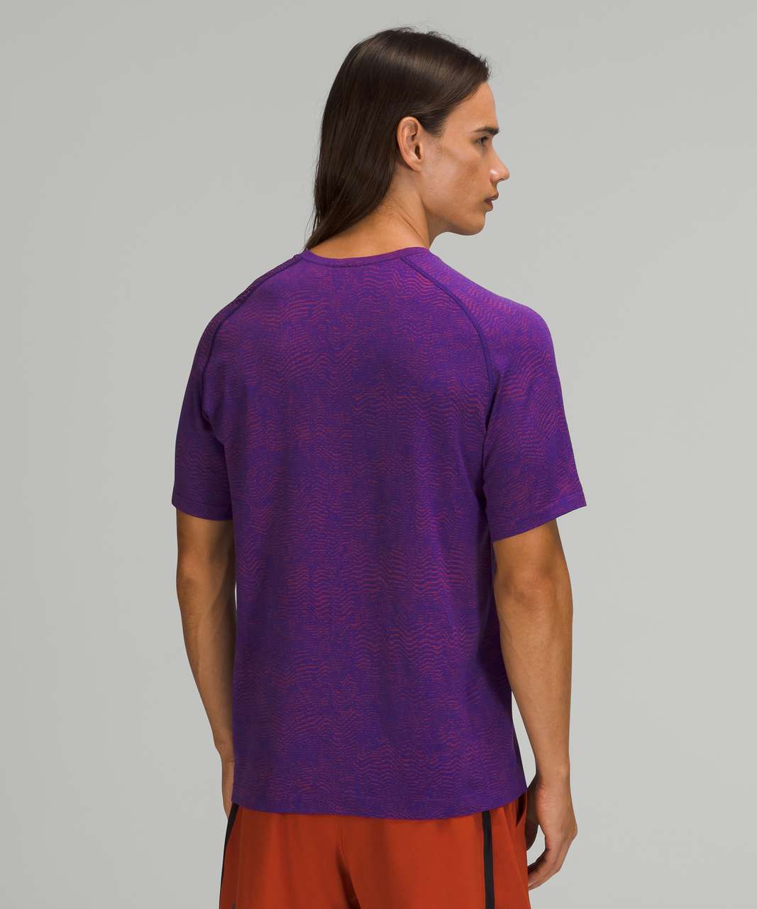 Lululemon Metal Vent Tech Short Sleeve Shirt 2.0 - Ripple Wave Autumn Red / Petrol Purple