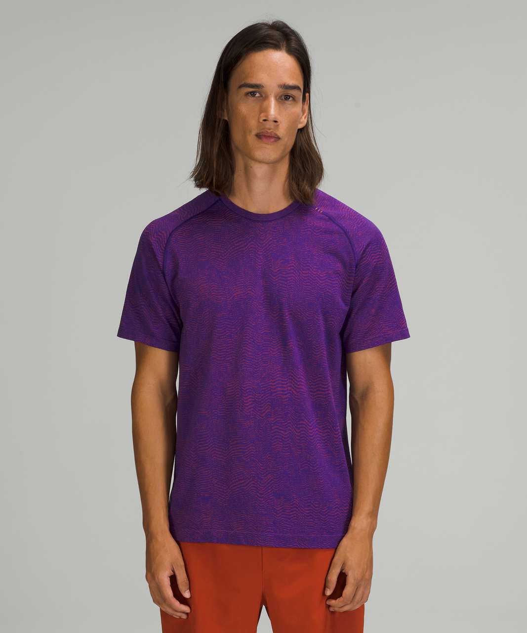 Lululemon Metal Vent Tech Short Sleeve Shirt 2.0 - Ripple Wave Autumn Red / Petrol Purple