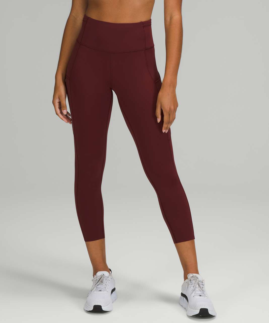 Lululemon Fast and Free High-Rise Crop 23 - Red Merlot - lulu fanatics