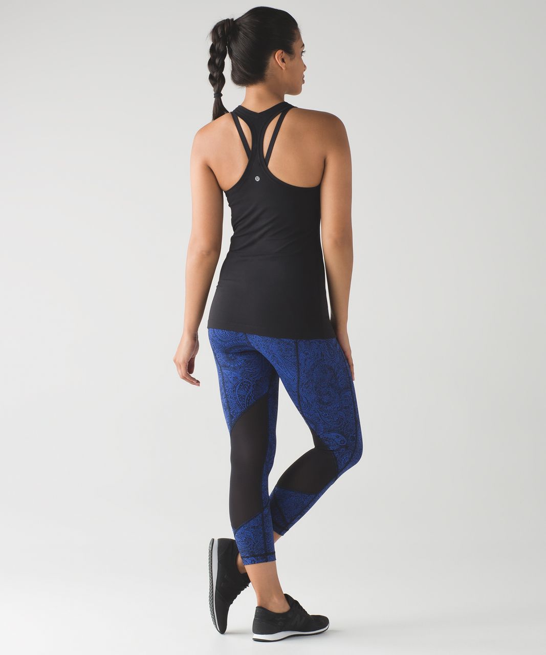 Lululemon Pace Rival Crop Peacock Blue Stripe Athletic Leggings Size 4