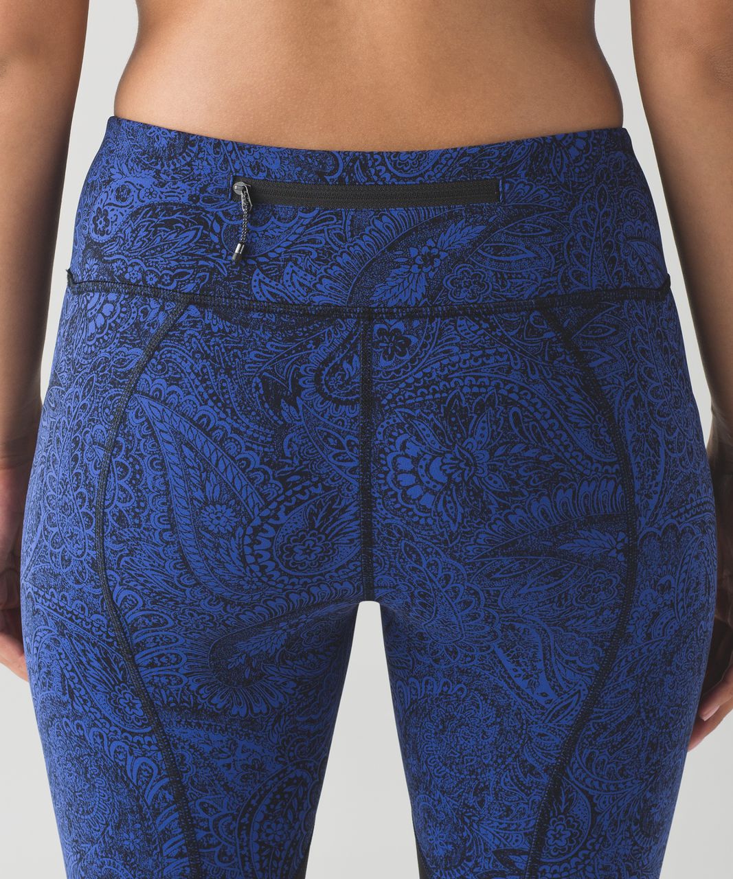 Lululemon Pace Rival Crop - Antique Paisley Sapphire Blue Black / Black