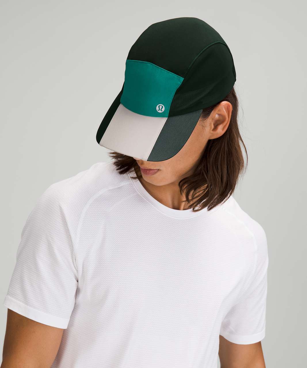 Lululemon Fast and Free Mens Run Hat Elite - Rainforest Green / Dove Grey / Teal Lagoon