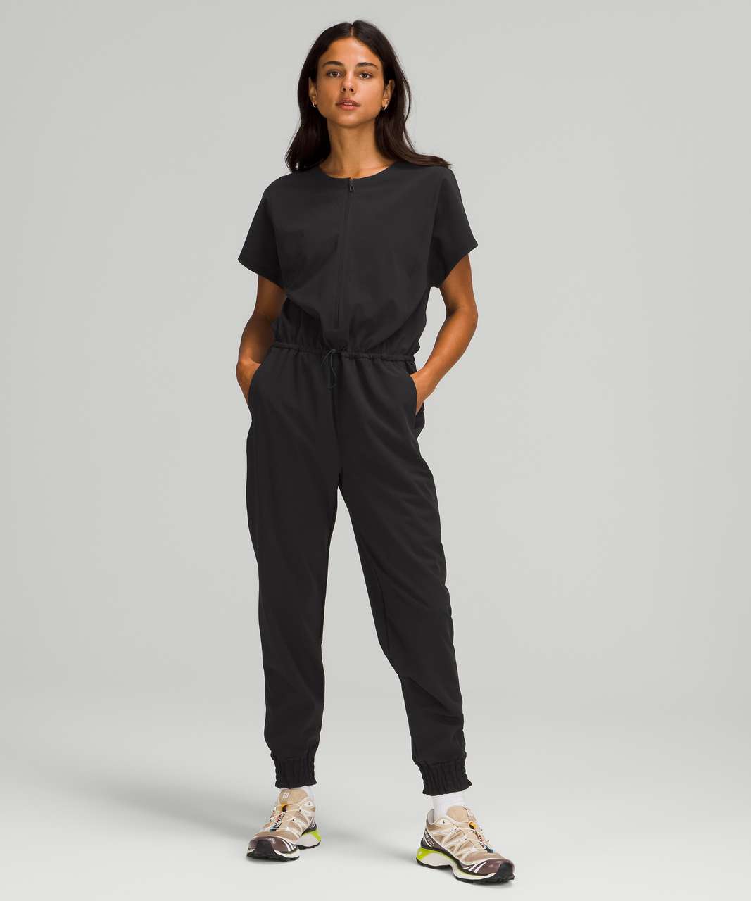 Lululemon Stretch Travel Woven Jumpsuit - Black - lulu fanatics