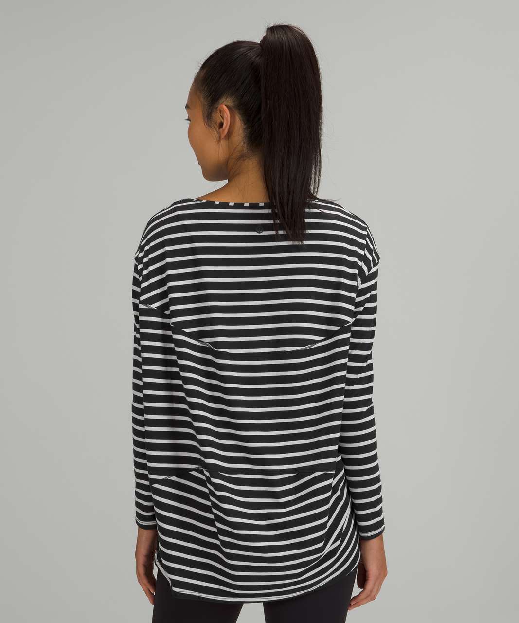 Lululemon Back In Action Long Sleeve Shirt - Yachtie Stripe Black Chrome