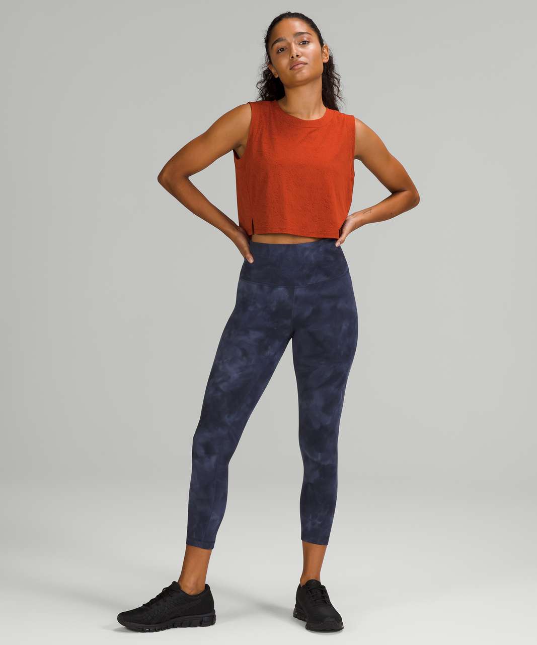 Lululemon Wunder Under Marble Dye High Rise Crop 21 - Marble Dye Classic  Navy - lulu fanatics