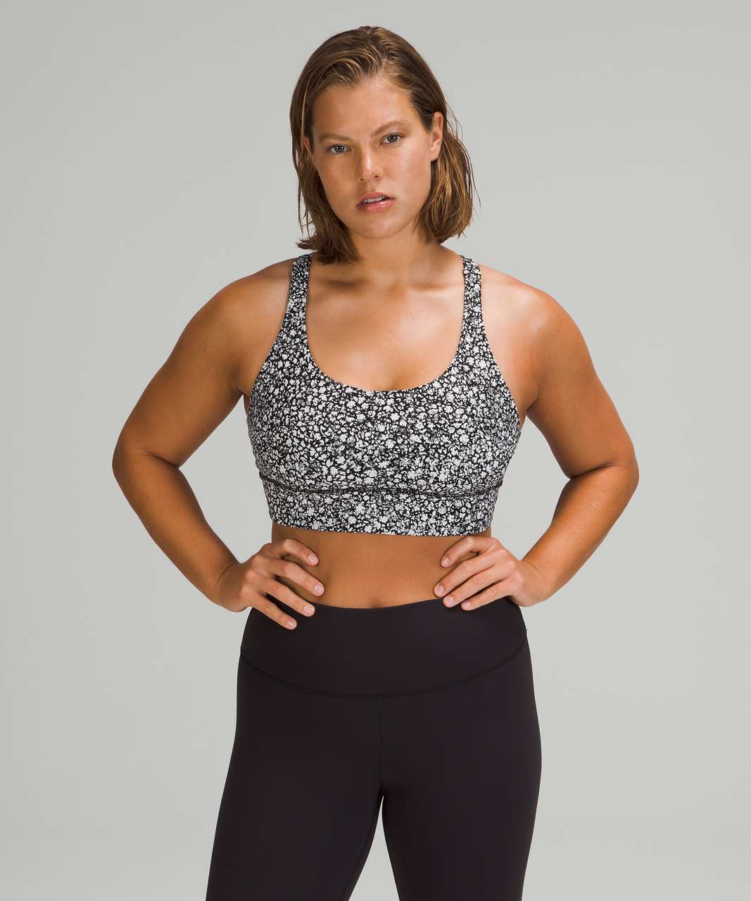 Lululemon Energy Bra Longline *Medium Support, B–D Cups - Venture Floral  Alpine White Black - lulu fanatics