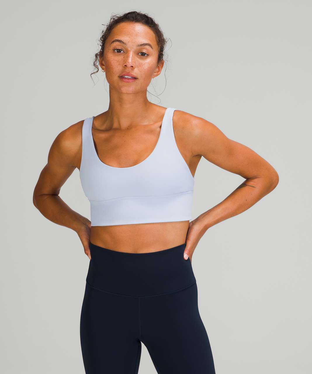 Lululemon In Alignment Longline Bra *Light Support, B/C Cup Blue Linen,  Women's Fashion, Activewear on Carousell